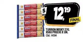 Supermercados Yaguar Turron Misky 27G X 50U Precio X Un oferta