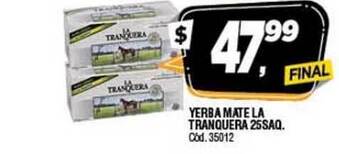 Supermercados Yaguar Yerba Mate La Tranquera 25Saq. oferta