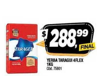 Supermercados Yaguar Yerba Taragui 4flex 1Kg oferta