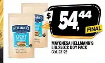 Supermercados Yaguar Mayonesa Hellmann's Lig. 250cc Doy Pack oferta
