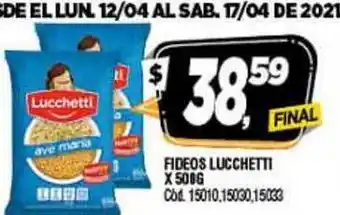 Supermercados Yaguar Lucchetti Fideos x 500gr oferta