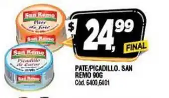 Supermercados Yaguar San Remo Pate/Picadillo 90g oferta