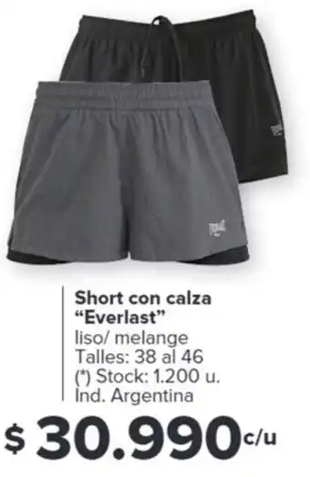Carrefour Everlast Short con calza liso/ melange Talles 38 al 46 oferta