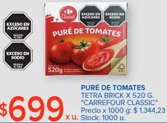 Carrefour PURÉ DE TOMATES TETRA BRICK X 520G oferta