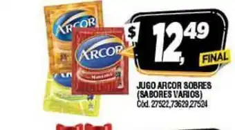 Supermercados Yaguar Arcor Jugo Sobres (Sabores Varios) oferta