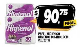 Supermercados Yaguar Higienol Papel Higienico DH 4rol. 30m oferta