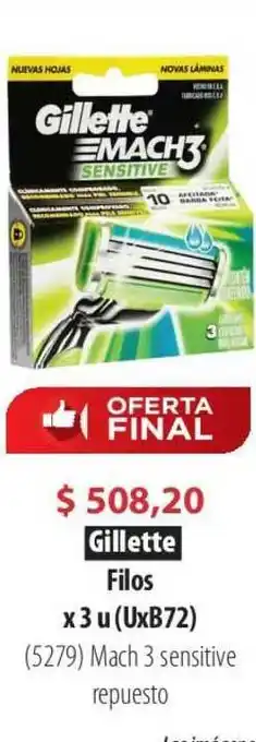 Parodi Gillette Filos x 3 u (UxB72) oferta