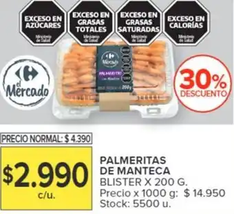 Carrefour PALMERITAS DE MANTECA BLISTER X 200G oferta