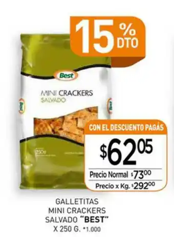 La Anonima Galletitas Mini Crackers Salvado Best x 250g oferta