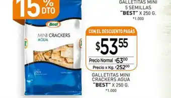 La Anonima Galletitas Mini Crackers Agua Best x 250g oferta