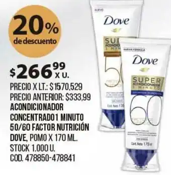 Coto Dove Acondicionador Concentrado 1 Minuto 50 60 Factor Nutrición Pomo x 170ml oferta