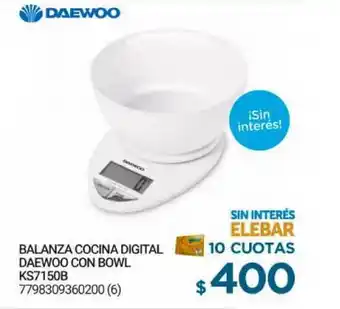 Punto Blu Daewoo Balanza Cocina Digital Con Bowl KS7150B oferta