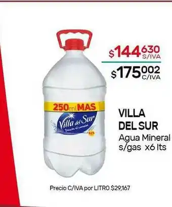 Nini Mayorista Villa Del Sur Agua Mineral S Gas x 6lts oferta