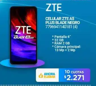Punto Blu ZTE Celular A5 Plus Blade Negro oferta