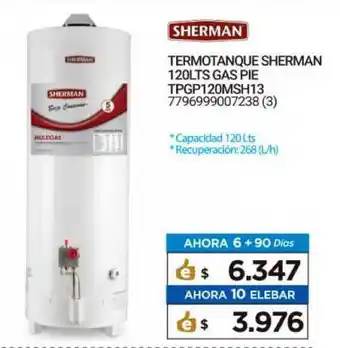 Punto Blu Sherman Termotanque 120lts Gas Pie TPGP120MSH13 oferta