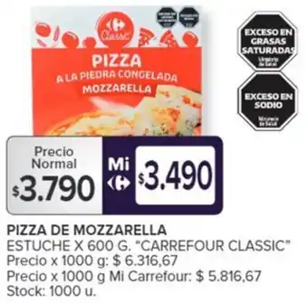 Carrefour PIZZA DE MOZZARELLA ESTUCHE X 600G oferta