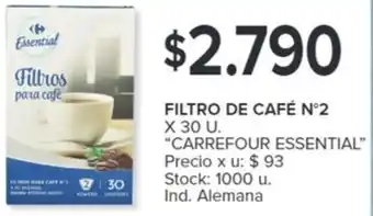 Carrefour FILTRO DE CAFÉ N°2 X 30U oferta