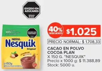 Carrefour CACAO EN POLVO COCOA PLAN X 150G oferta