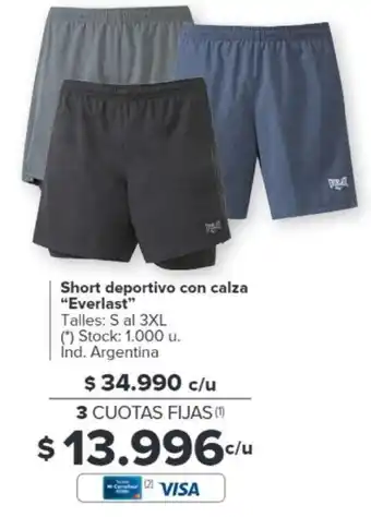 Carrefour Short deportivo con calza Talles S al 3XL oferta