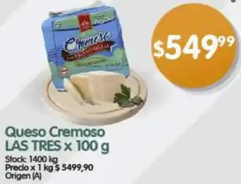 Supermercados Buenos Días Queso Cremoso LAS TRES x 100g oferta
