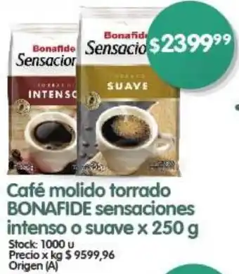 Supermercados Buenos Días Café molido torrado BONAFIDE sensaciones intenso o suave x 250g oferta