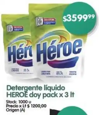 Supermercados Buenos Días Detergente líquido HEROE doy pack x 3It oferta