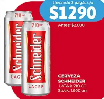 Supermercados Tadicor CERVEZA SCHNEIDER LATA X 710CC oferta