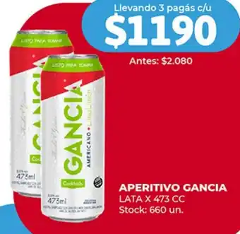 Supermercados Tadicor APERITIVO GANCIA LATA X 473CC oferta