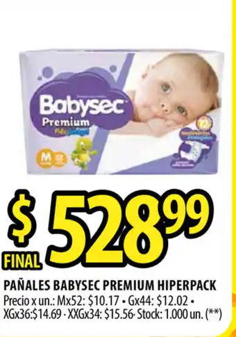 Punto Mayorista Babysec Premium Pañales Hiperpack Mx52 oferta