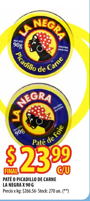 Punto Mayorista La Negra Paté O Picadillo de Carne x 90g oferta