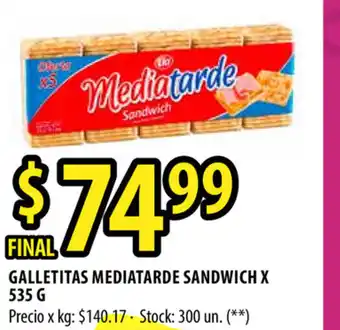 Punto Mayorista Mediatarde Galletitas Sandwich x 535g oferta