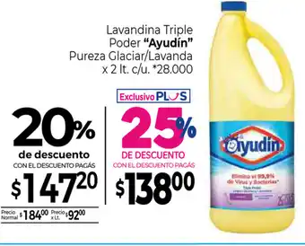 La Anonima Ayudín Lavandina Triple Poder Pureza Glaciar/Lavanda x 2lt oferta