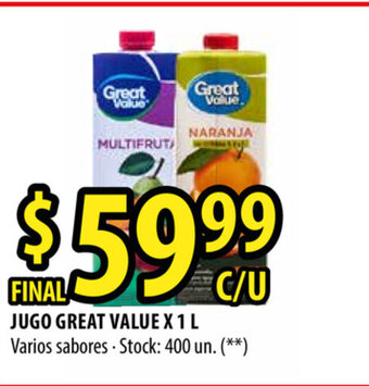 Punto Mayorista Great Value Jugo x 1L oferta