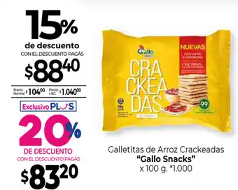 La Anonima Gallo Snacks Galletitas de Arroz Crackeadas x 100g oferta