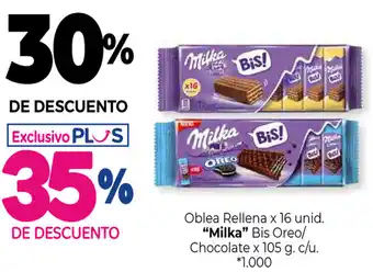 La Anonima Milka Oblea Rellena x 16unid Bis Oreo/Chocolate x 105g oferta