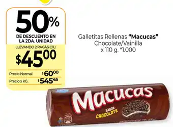 Macucas Galletitas Rellenas chocolate/Vainilla x 110g