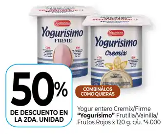 La Anonima Yogurisimo Yogur Entero Cremix/Firme Frutilla/Frutos Rojos x 120g oferta