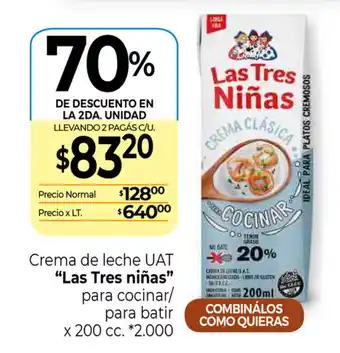 La Anonima Las Tres niñas Crema de leche UAT para cocinar/para batir x 200cc oferta