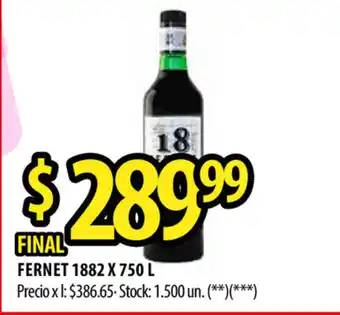 Punto Mayorista 1882 Fernet x 750L oferta