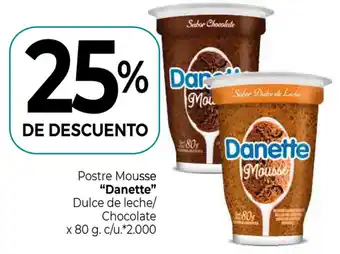 La Anonima Danette Postre Mousse Dulce de leche/Chocolate x 80g oferta