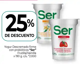 La Anonima Ser Yogur Descremado firme con probióticos Frutilla/Vainilla x 190g oferta