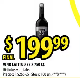Punto Mayorista Latitud 33 Vino x 750cc oferta