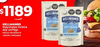 Supermayorista Vital HELLMANNS Mayonesa liviana d/p x 475gr oferta