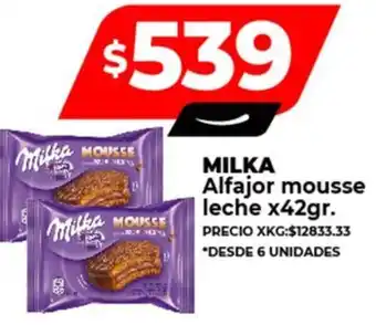 Supermayorista Vital MILKA Alfajor mousse leche x 42gr oferta