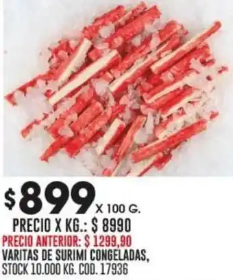 Coto VARITAS DE SURIMI CONGELADAS x 100g oferta