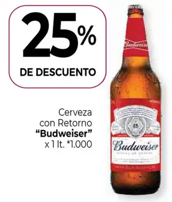 La Anonima Budweiser Cerveza con Retorno x 1lt oferta