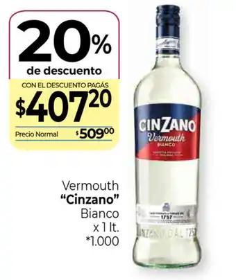 La Anonima Cinzano Vermouth Bianco x 1lt oferta