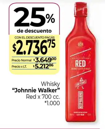 La Anonima Johnnie Walker Whisky Red x 700cc oferta