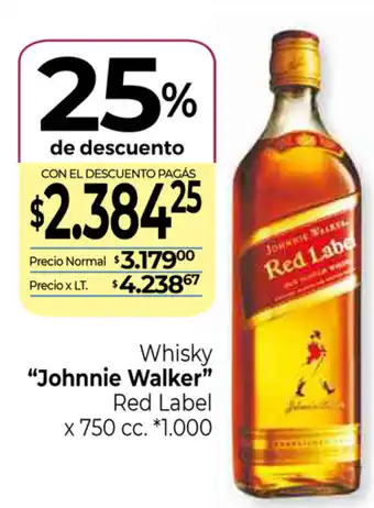 La Anonima Johnnie Walker Whisky Red Label x 750cc oferta