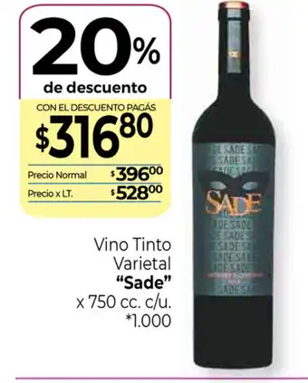 La Anonima Sade Vino Tinto Varietal x 750cc oferta